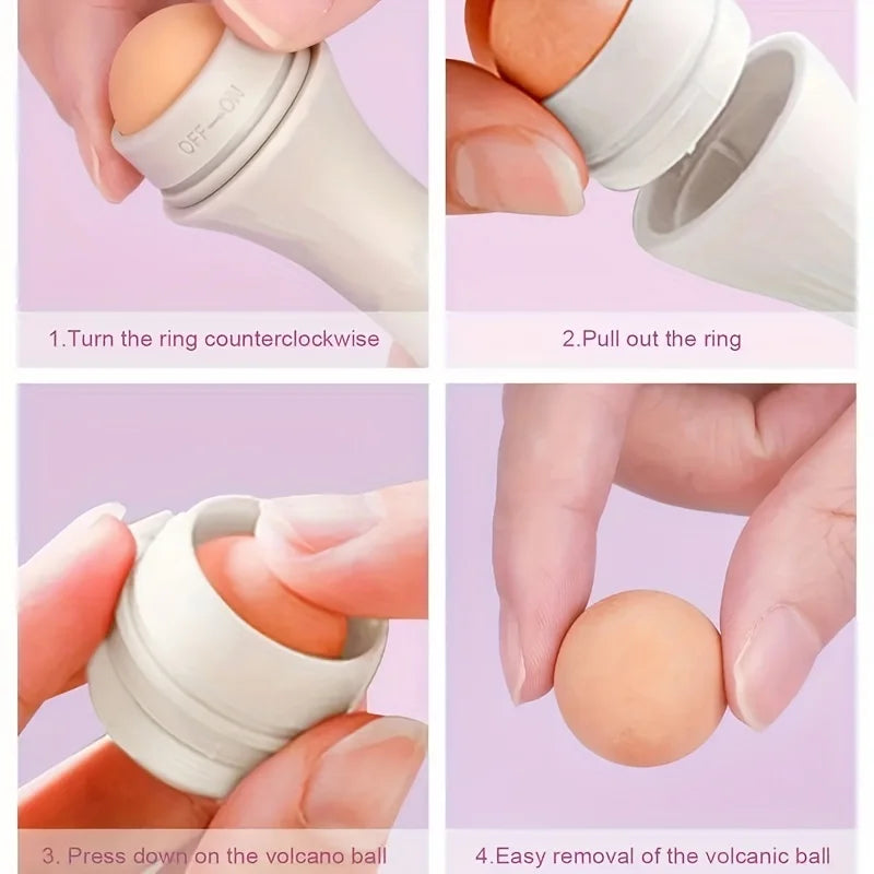 A Facial Oil Absorbent Roller Skin Care Tool Volcanic Stone Oil Suction Cleanable Facial Oil Removal Skin Care Makeup Tool
